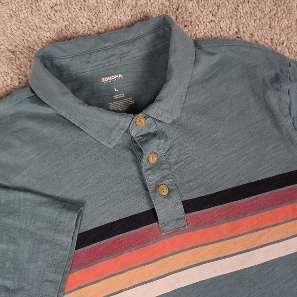 Sonoma Goods For Life Other - Sonoma Goods For Life Large Retro Striped‎ Mens Polo Shirt